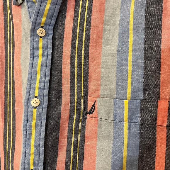 Nautica mens button up dress shirt size XL short sleeve - Picture 2 of 6